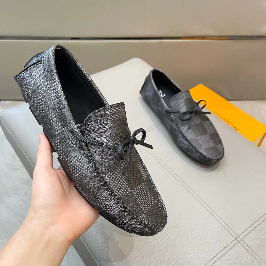 Factory price: 460💰LV men's beanie shoes 2025 official website synchronization <market top version> cowhide grid ➕ black cowhide original packaging. Size 38-45
